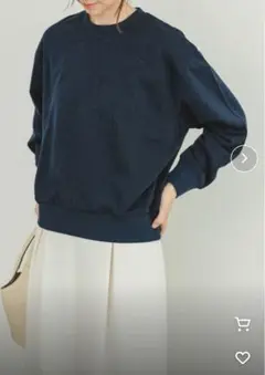ITEMS アーバンリサーチ　ラメクルーネックスウェット　ネイビー　トップス　長