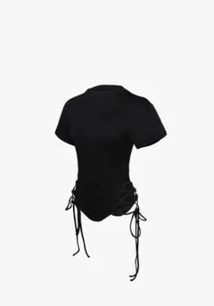 theredthread split hem lace up tops【bk】 - メルカリ