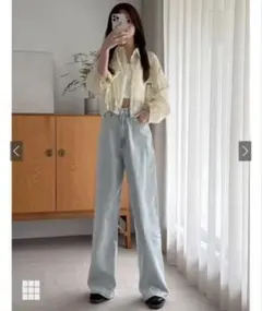 【新品未使用】GRL グレイル タックデニムワイドパンツ(cu530)