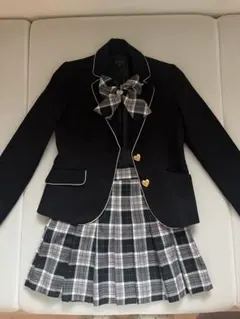 ブレザー上下セット チェック柄 黒
