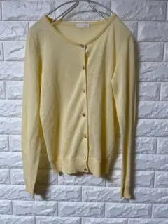 index イエロー カーディガン 薄手 長袖 装飾ボタン サイズM 美品