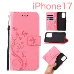 iPhone17 アイフォン17 手帳型 ケース 可愛い 高級感 ピンク