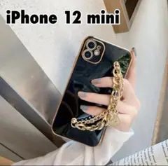 iPhone 12 mini ケース ブラック チェーン 韓国 ブランド カバー