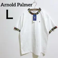 新品✨アーノルドパーマー【Ｌ】半袖 Tシャツ ホワイト ゴルフウェア カラフル襟