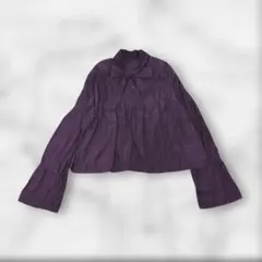 ELIN エリン シワ加工 2way サテン ボウタイブラウス リボン 紫 36