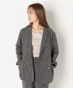 archives テーラードジャケット　チェック柄 グレー　Mサイズ