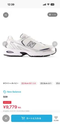 New Balance U509CD 24.5cm ホワイト/シルバー