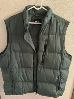 ZARA グリーンダウンベスト Mサイズ