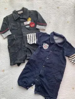 ロンパース2点セット（ダークグレー・ネイビー）