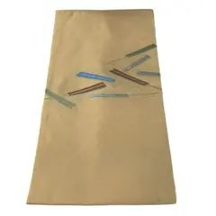 名古屋帯 お太鼓柄 モダンな幾何柄 刺繍模様 ベージュ系 O-0087