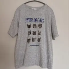 しまむら Helm 半袖 Tシャツ 猫柄 猫プリント Mサイズ グレーのサムネイル