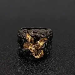 ヴィンテージ ブラック 黒 ゴールド リング 指輪 シンプル 13号 メンズ