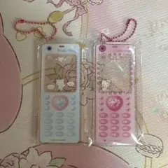 ハローキティキティ なつかしガラケーキーホルダー エンジェル(ブルー)&ジュエル
