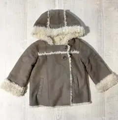 baby Gapフード付きムートングレーコート 100