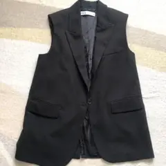 ①ZARAブラック ノースリーブ ベスト　ジレ M