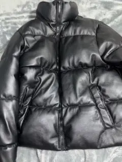 ZARA ユニセックス レザーダウンジャケット M ブラックほぼ新品 男女兼用