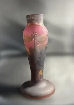 ♦︎ガレ風 カメオガラス ランプシェード 蜻蛉トンボ文様 刻印あり 高24.5cm ♦︎ガレ風 カメオガラス ランプシェード 蜻蛉トンボ文様 刻印あり 高