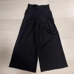 ワイドパンツ ガウチョパンツ 黒 ブラック M 7分丈