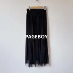 PAGEBOY チュールランダムプリーツスカート ブラック　F