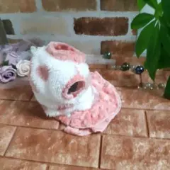 ハンドメイド犬服✨ふわもこ♥️白×ピンクハート♥️フリルスカート付タンクトップ