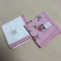 【新品・未使用】Private Label ２枚 ハンカチ　白系・ピンク系