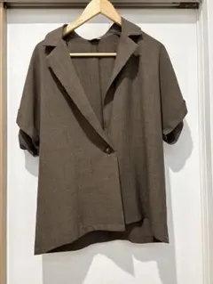 ブラウン テーラードジャケット　半袖　しまむら　linoluce