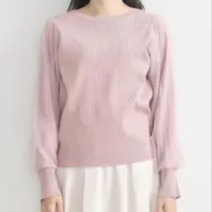 アースミュージックアンドエコロジー ピンク バルーンスリーブニットソー F