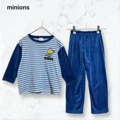 a3855 ミニオンズ パジャマ 青 110 キッズ フリース ボーダー 男の子のサムネイル