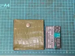 牛革クロコダイル風ミニ財布(オリーブ)