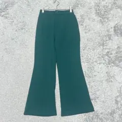GU カットソーカラーフレアスラックスパンツワイド［S］グリーン