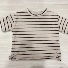 ZARA ベージュと黒のストライプTシャツ 18-24ヶ月