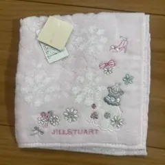 JILL STUART ピンク刺繍タオルハンカチ