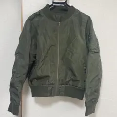 オリーブグリーン MA-1 ジャケット　ミリタリー　古着　ブルゾン　カーキ