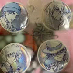 中国限定缶バッジオーロラ仕様4点セット名探偵コナン灰原・赤井・安室・怪盗キッド