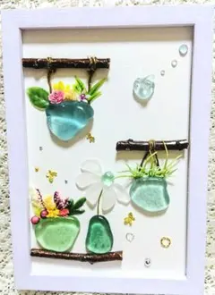 『hanging green〜ちょっとダイナミックに』シーグラスアート