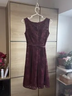 【JILL STUART】バーガンディ レース パーティードレス（結婚式用）