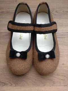 ポプキンズ　ワンストラップシューズ　パンプス　オシャレ　ブラウン 茶色　19cm