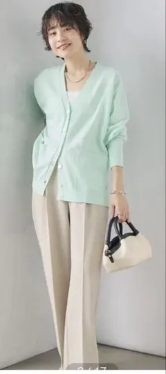 美品ノーリーズソフィー《手洗い可能》綿アセVネックカーディガン2025ss