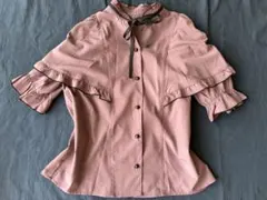 フリル付きピンク半袖シャツ 地雷 量産型