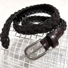 【美品】Anderson's メッシュベルト ナローベルト ゴム 本革 ブラウンのサムネイル