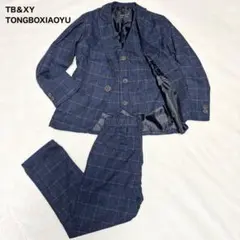 美品　キッズ　スーツ 3点セット ネイビー チェック 130 七五三 パーティ