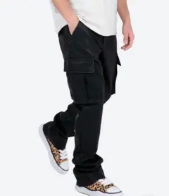 mnml ミニマル フェイクレザー カーゴフレアパンツ スナップボタン 32