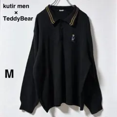 【kutir men × TeddyBear】ラインリブニットポロ ブラックM