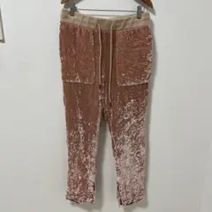 lot lamb ベロア素材 パンツ ピンク ウエストゴム スリット入り S