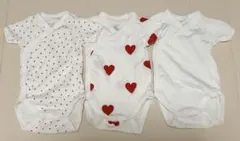 Petit Bateau プチバトー　ベビー肌着　ロンパース　ハート3枚セット