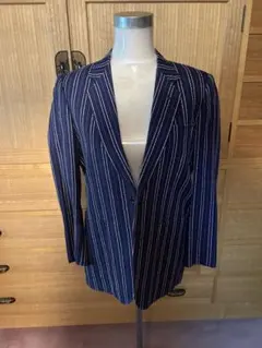 ストライプ テーラードジャケット ネイビー