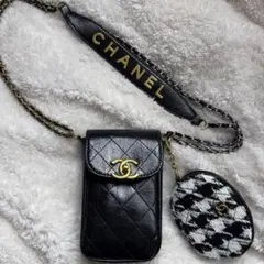 CHANEL 手機斜挎包 黑色