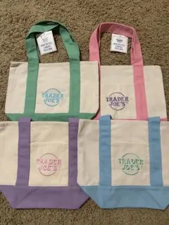 TRADER JOE'S　パステル　キャンバス ミニトートバッグ４色セット