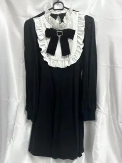 Ank Rouge リボン付きフリルワンピース ブラック