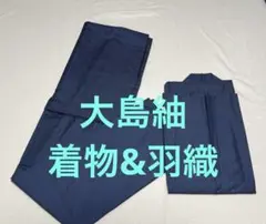 大島紬　袷着物&羽織　正絹　亀甲柄